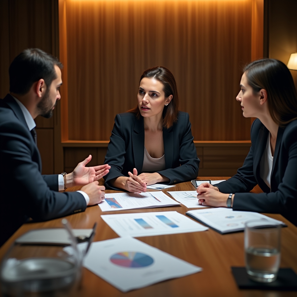 Директор на совещании с командой