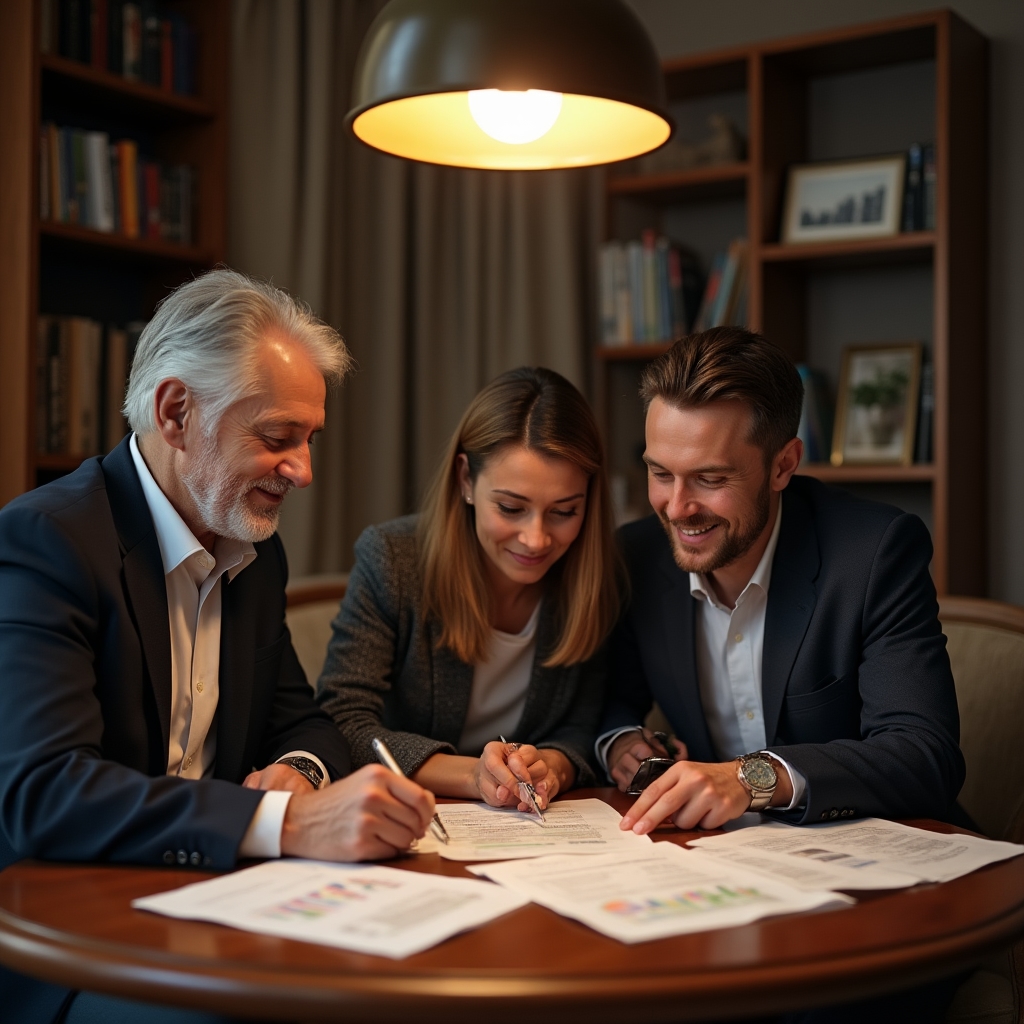 Семейное обсуждение бизнеса за столом