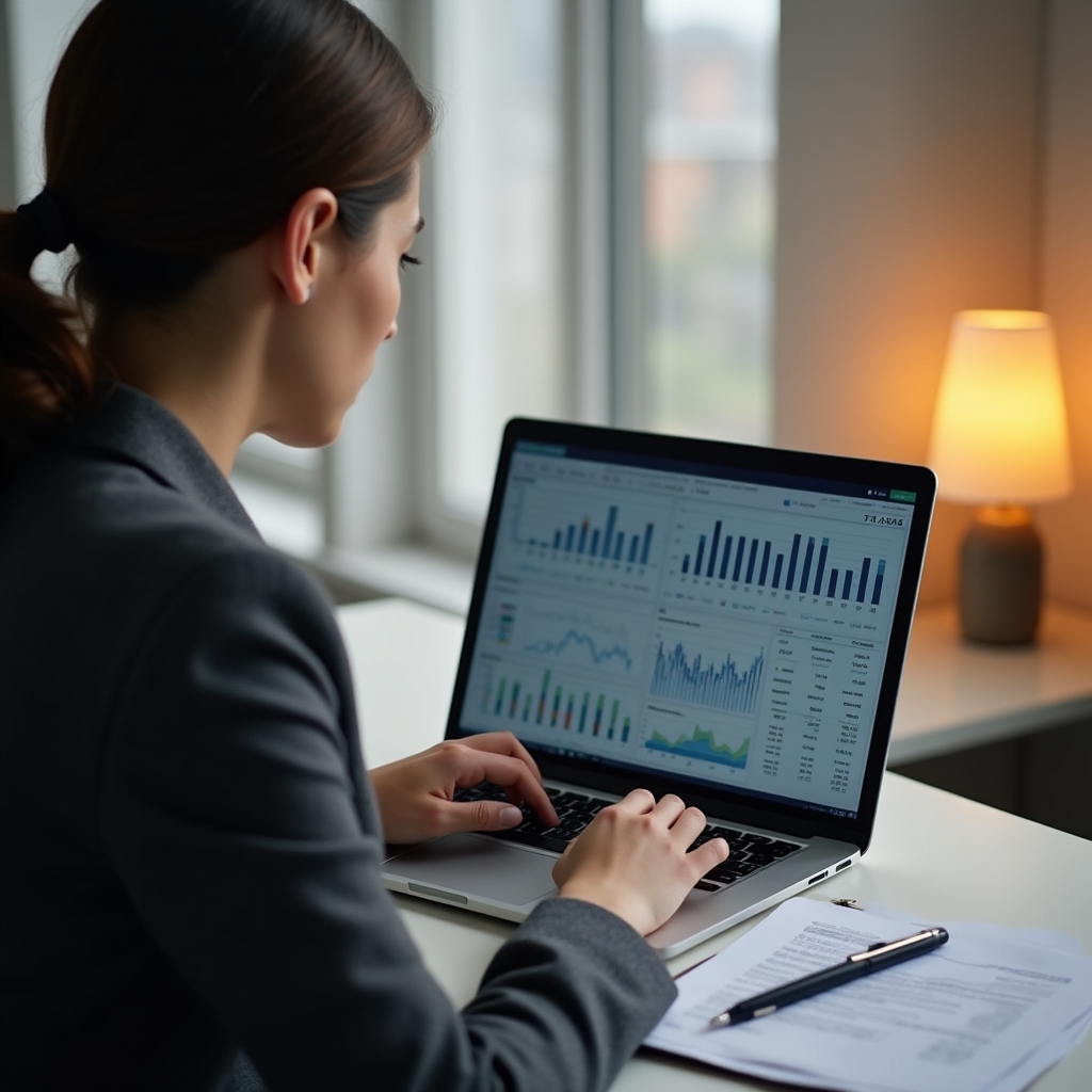 Анализ финансовых данных на ноутбуке во время сессии