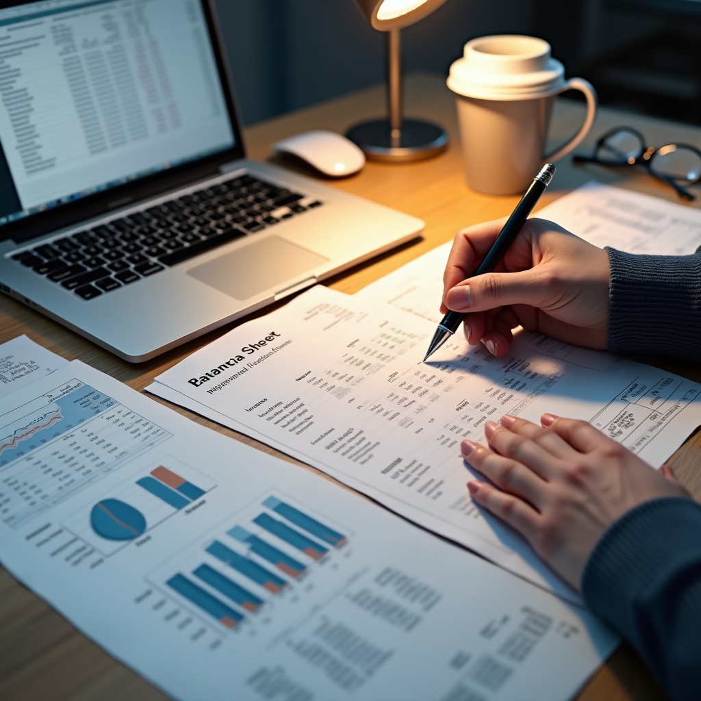 Финансовые отчёты крупным планом на столе руководителя